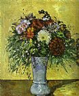 Paul Cezanne Canvas Paintings - Flowers in a Blue Vase